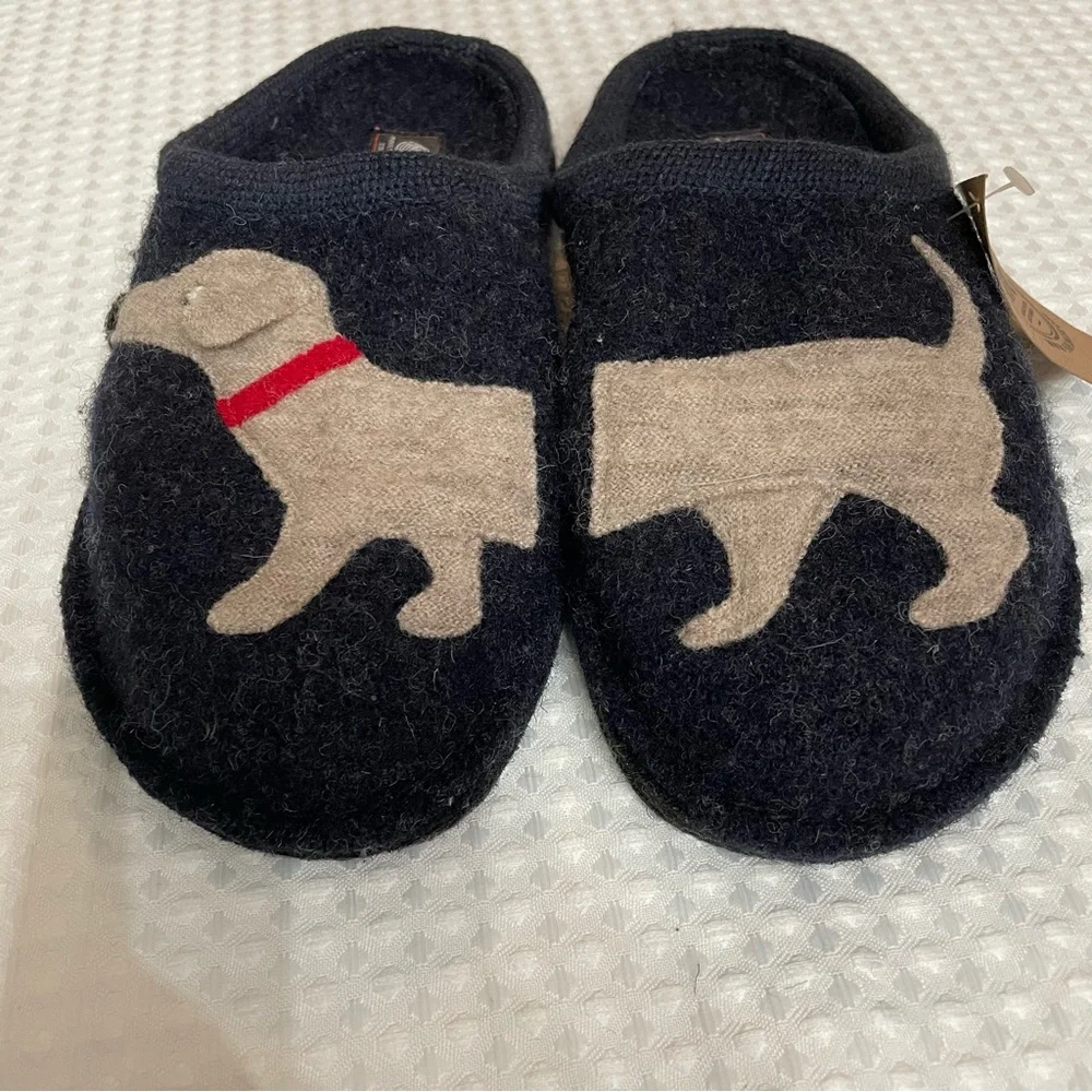 🛍️sold🛍️Haflinger Doggy Slipper Women’s US 6 EU 37 Pure Wool Shoe Dogs Blue - Picture 8 of 8